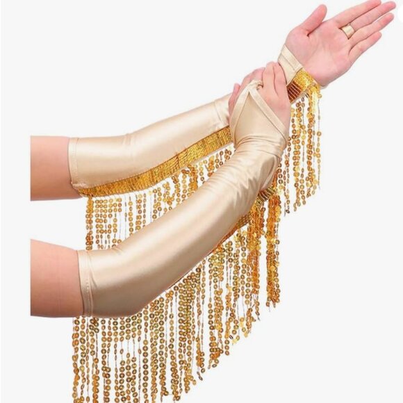 Sequin Tassel 1920s Opera Gloves - Picture 2 of 6